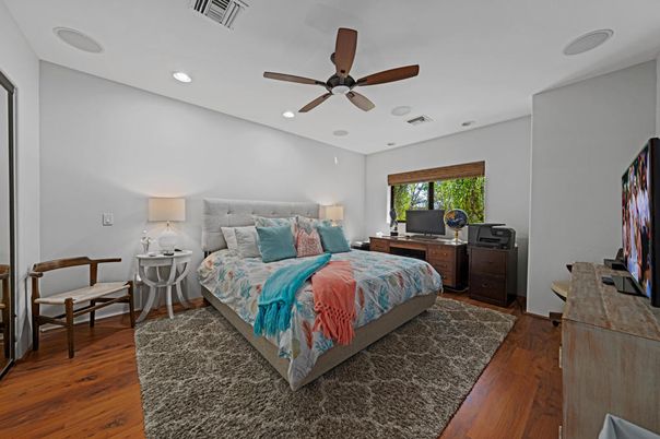 Bedroom, Home Office, Interior, Recessed Lighting, Wood Texture Flooring