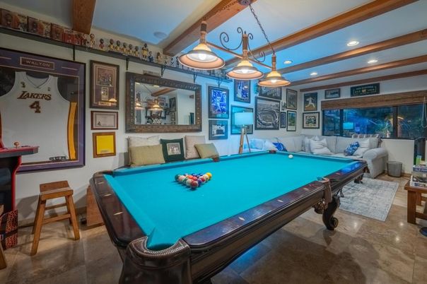 Billiard Table, Game Room, Interior, Pendant Lights, Recessed Lighting