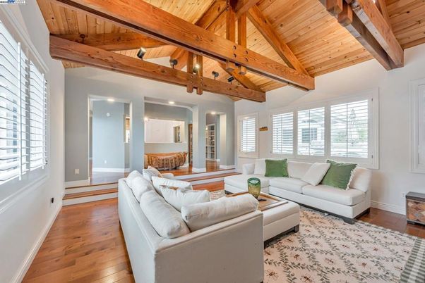 Interior, Living room, Recessed Lighting, Wooden Beams, Wooden Ceilings, Wood Texture Flooring