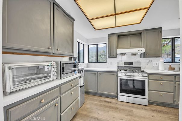 Interior, Kitchen, Stainless Steel Appliances, Wood Texture Flooring