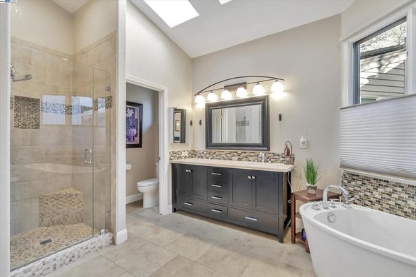 Bathroom, Dual Sink Vanities, Free Standing Baths, Glass Shower, Interior