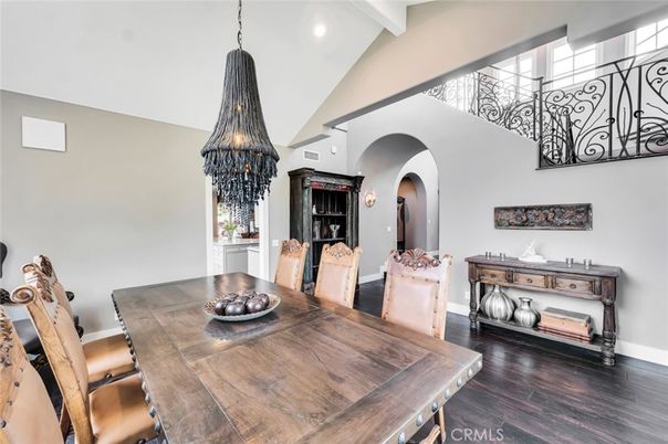 Dining room, Interior, Recessed Lighting, Wood Texture Flooring