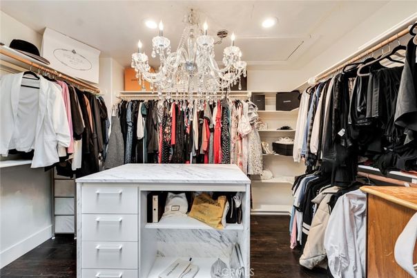 Chandelier, Interior, Recessed Lighting, Walk-in Closets, Wood Texture Flooring