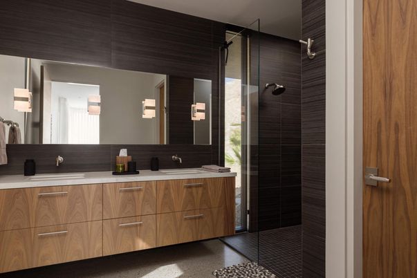 Bathroom, Dual Sink Vanities, Glass Shower, Interior