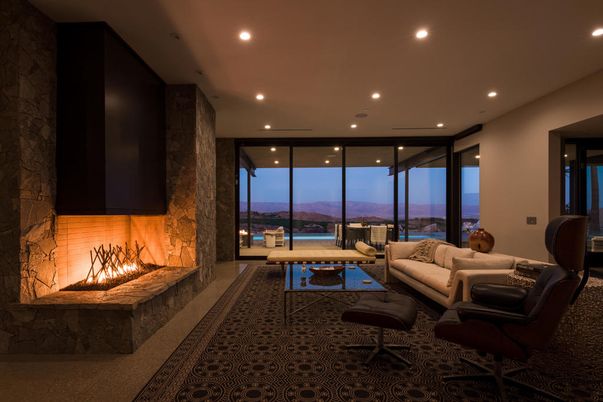Fireplace, Interior, Living room, Recessed Lighting