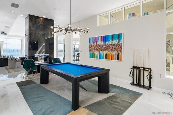 Billiard Table, Game Room, Interior, Pendant Lights, Recessed Lighting