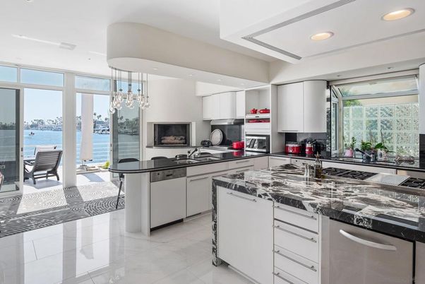 Interior, Kitchen, Pendant Lights, Recessed Lighting, Stainless Steel Appliances, Water