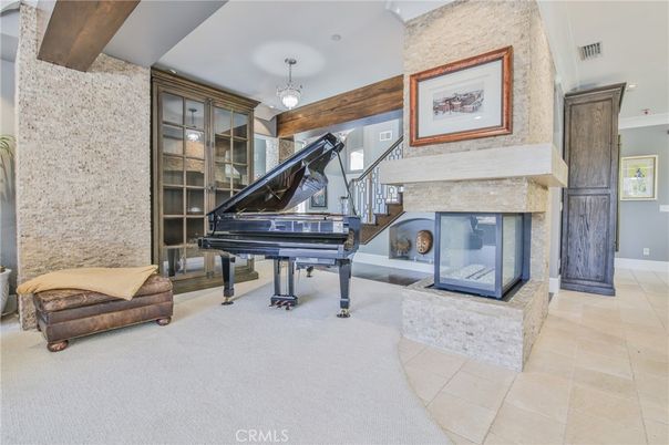 Fireplace, Interior, Pendant Lights, Piano