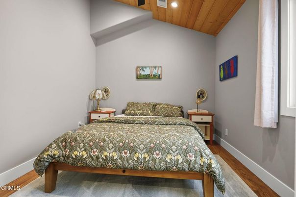 Bedroom, Interior, Recessed Lighting, Wooden Ceilings, Wood Texture Flooring