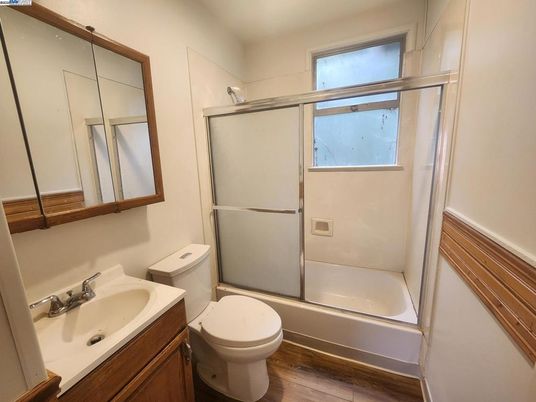 Bathroom, Glass Shower, Interior, Wood Texture Flooring