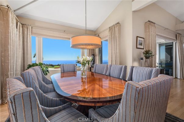 Dining room, Interior, Pendant Lights, Water, Wood Texture Flooring