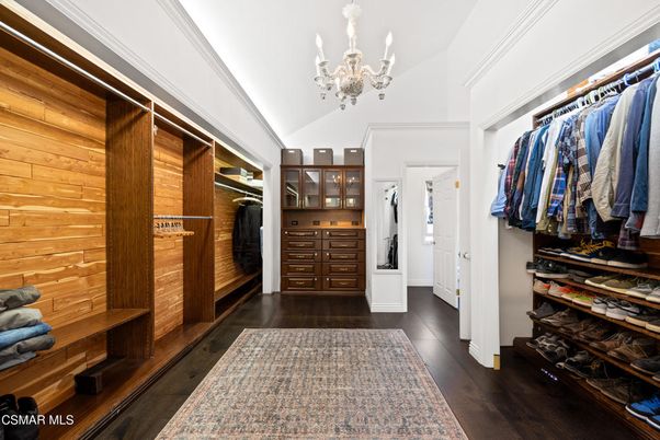 Chandelier, Interior, Walk-in Closets, Wood Texture Flooring, Wooden Walls