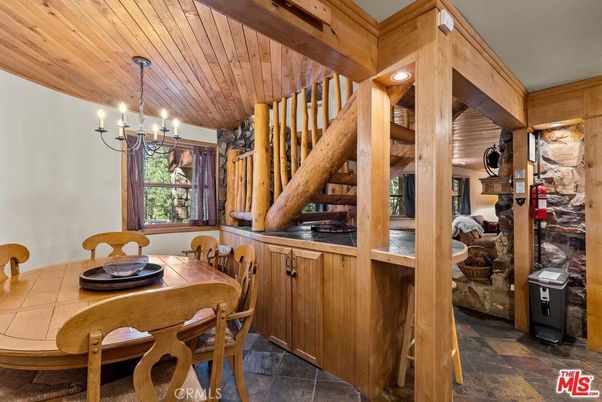 Chandelier, Dining room, Interior, Wooden Ceilings