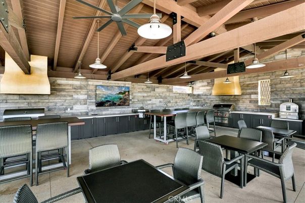 Dining room, Interior, Pendant Lights, Stone Walls, Wooden Beams, Wooden Ceilings