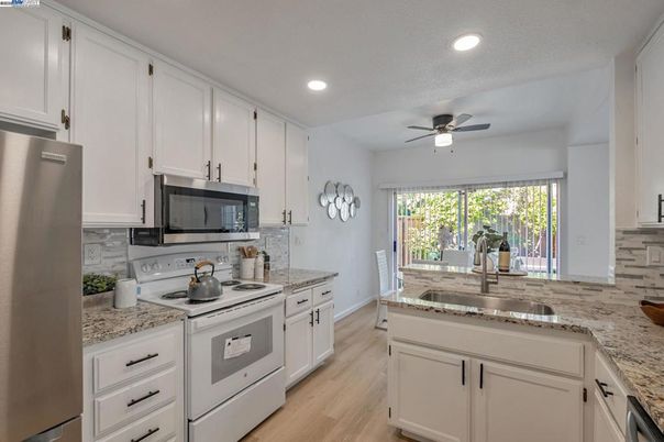 Interior, Kitchen, Recessed Lighting, Wood Texture Flooring