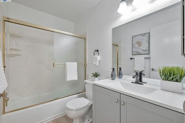 Bathroom, Glass Shower, Interior, Wood Texture Flooring