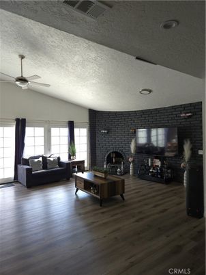 Fireplace, Interior, Living room, Stone Walls, Wood Texture Flooring