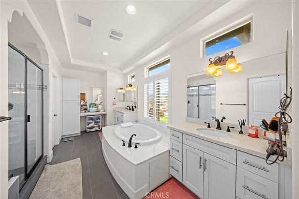 Bathroom, Dual Sink Vanities, Glass Shower, Interior, Recessed Lighting