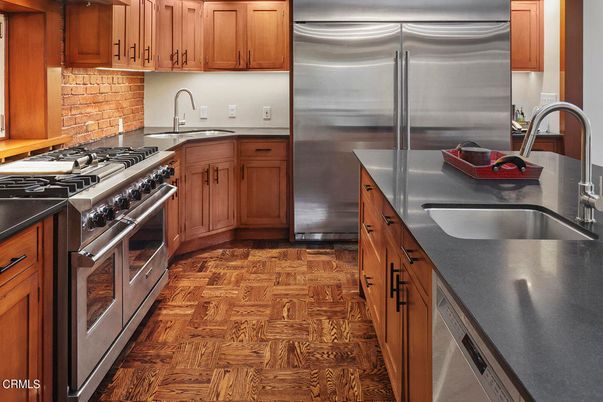 Interior, Kitchen, Stainless Steel Appliances, Wood Texture Flooring