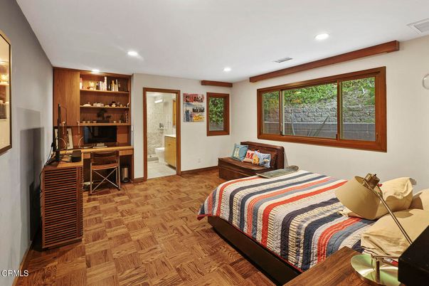 Bedroom, Home Office, Interior, Recessed Lighting, Wood Texture Flooring