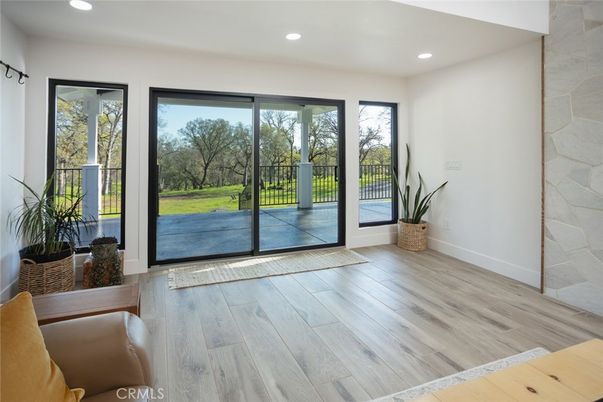 Interior, Recessed Lighting, Stone Walls, Wood Texture Flooring