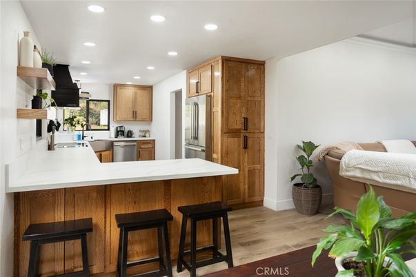 Interior, Kitchen, Recessed Lighting, Wood Texture Flooring