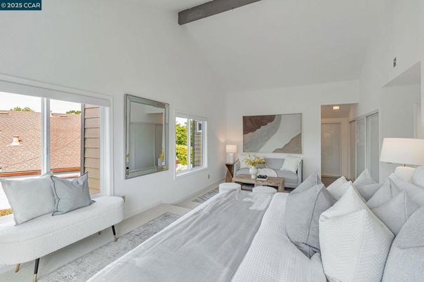 Bedroom, Interior, Recessed Lighting, Wooden Beams