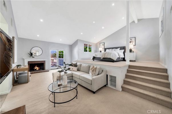 Bedroom, Fireplace, Interior, Living room, Recessed Lighting