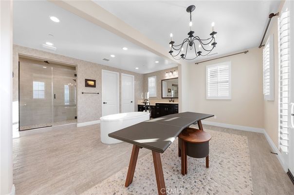 Chandelier, Interior, Recessed Lighting, Wood Texture Flooring