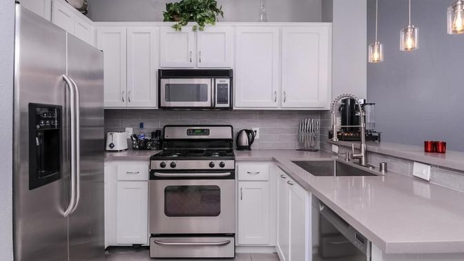 Interior, Kitchen, Pendant Lights, Stainless Steel Appliances