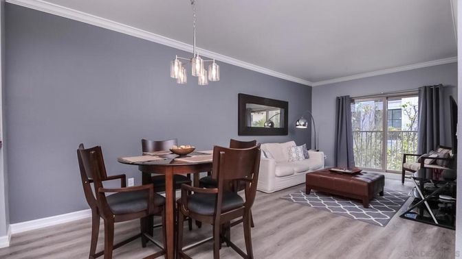 Dining room, Interior, Living room, Pendant Lights, Wood Texture Flooring