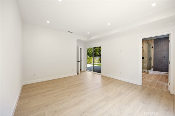 Bathroom, Empty room, Interior, Recessed Lighting, Wood Texture Flooring