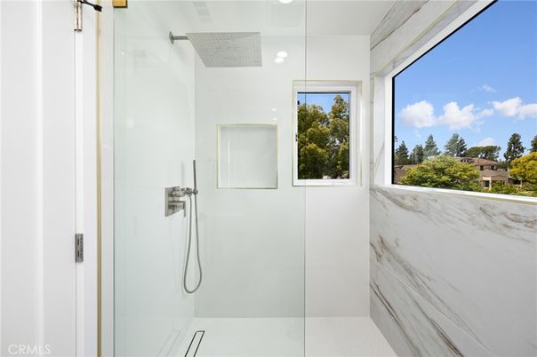 Bathroom, Glass Shower, Interior, Marble Walls