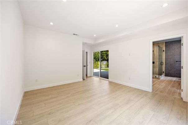Bathroom, Empty room, Interior, Recessed Lighting, Wood Texture Flooring