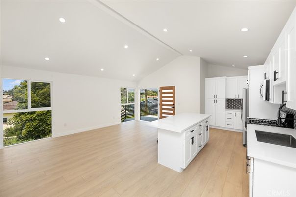 Interior, Kitchen, Recessed Lighting, Wood Texture Flooring