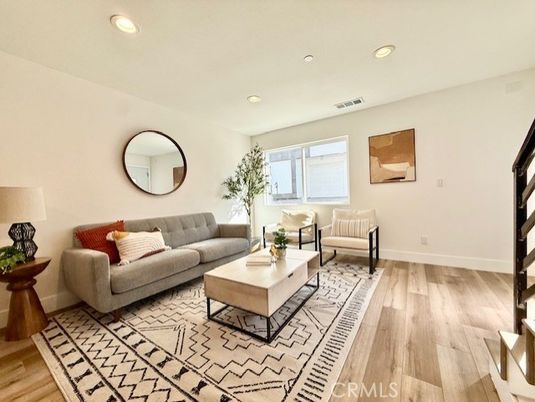 Interior, Living room, Recessed Lighting, Wood Texture Flooring