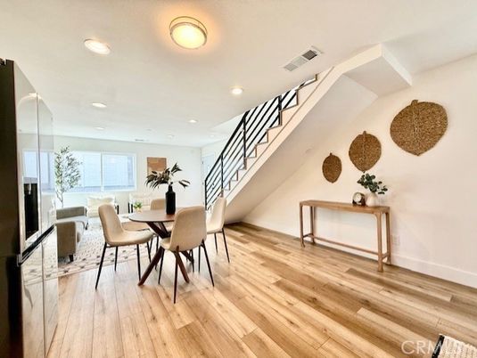 Dining room, Interior, Recessed Lighting, Wood Texture Flooring
