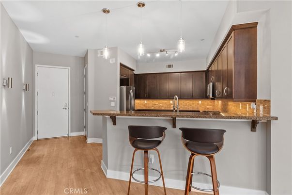 Interior, Kitchen, Pendant Lights, Stainless Steel Appliances, Wood Texture Flooring