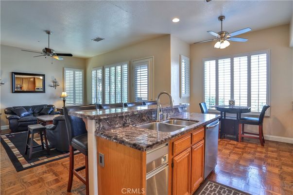 Dining room, Interior, Kitchen, Living room, Recessed Lighting, Wood Texture Flooring