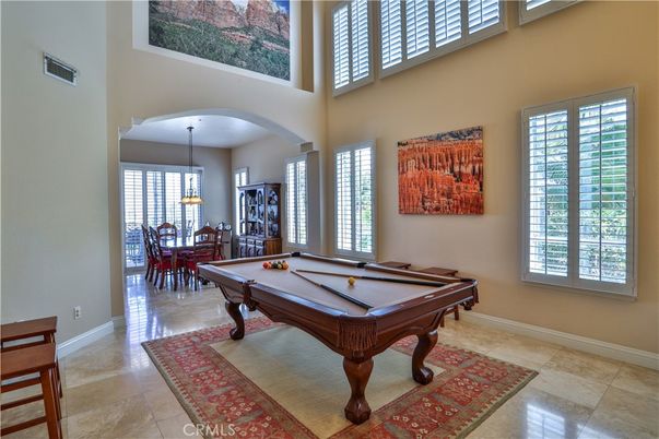 Billiard Table, Chandelier, Dining room, Game Room, Interior, Pendant Lights