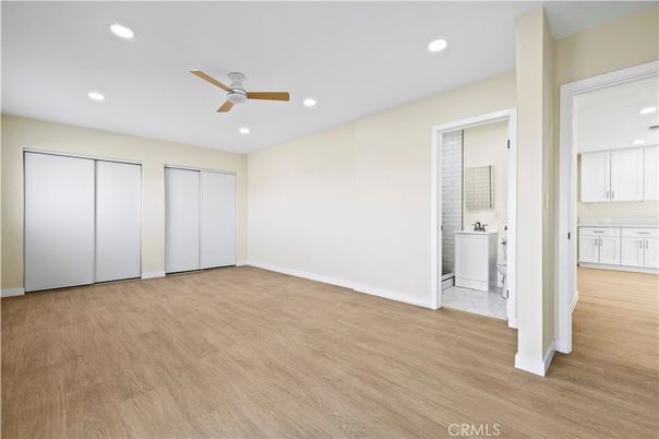 Bathroom, Empty room, Interior, Recessed Lighting, Wood Texture Flooring