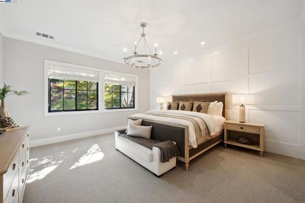 Bedroom, Chandelier, Interior, Recessed Lighting