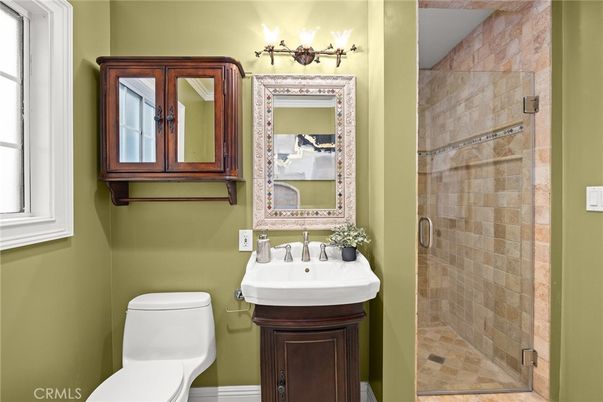 Bathroom, Glass Shower, Interior, Stone Walls