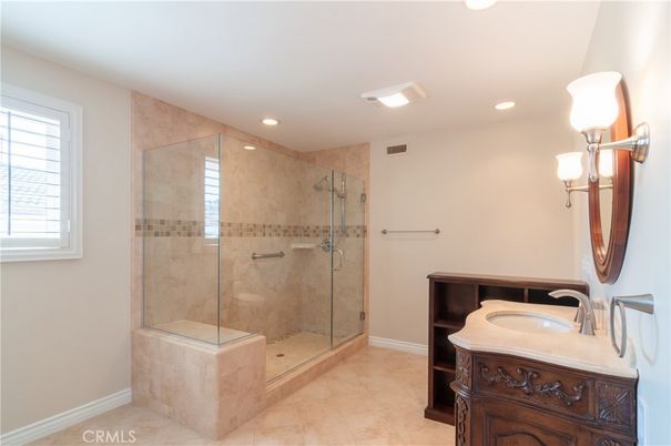 Bathroom, Glass Shower, Interior, Recessed Lighting