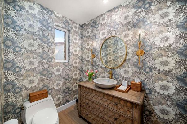 Bathroom, Interior, Recessed Lighting, Wood Texture Flooring