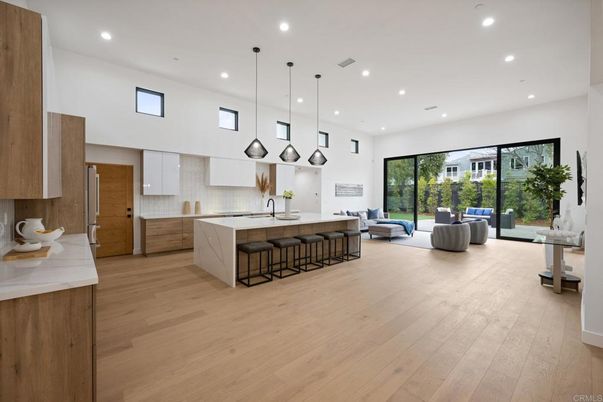 Interior, Kitchen, Living room, Pendant Lights, Recessed Lighting, Wood Texture Flooring