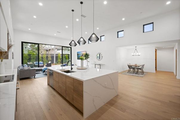 Dining room, Interior, Kitchen, Living room, Pendant Lights, Recessed Lighting, Wood Texture Flooring