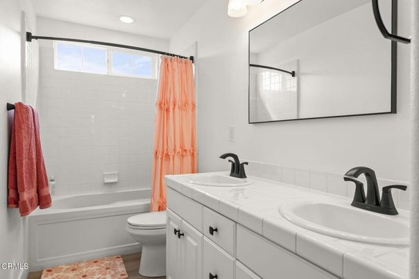 Bathroom, Dual Sink Vanities, Interior, Recessed Lighting, Tile Countertops
