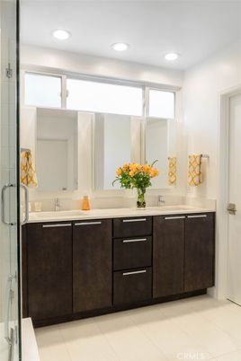 Bathroom, Dual Sink Vanities, Glass Shower, Interior, Recessed Lighting