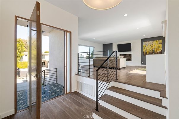 Fireplace, Interior, Recessed Lighting, Wood Texture Flooring